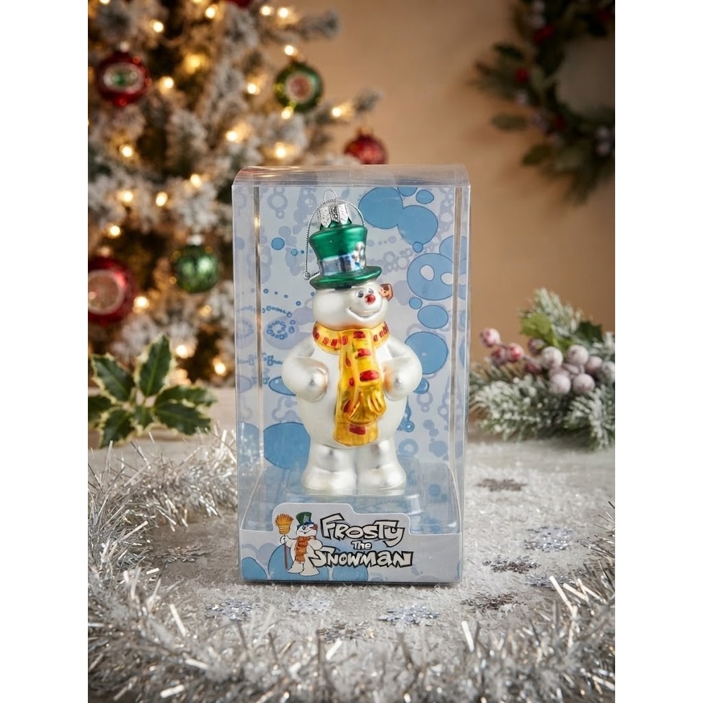 Brass Key Frosty the Snowman Glass Hanging Handcrafted Christmas Ornament 2004